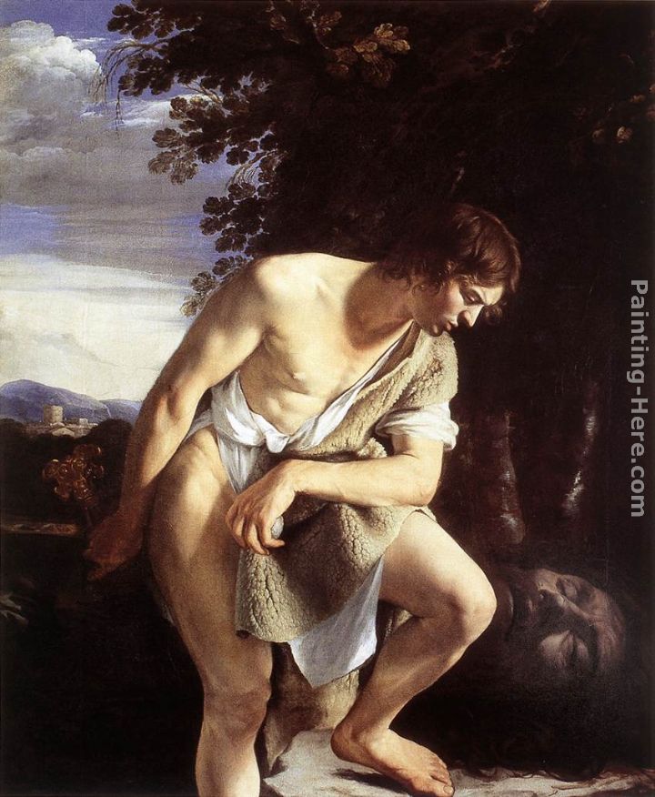 David Contemplating the Head of Goliath painting - Orazio Gentleschi David Contemplating the Head of Goliath art painting